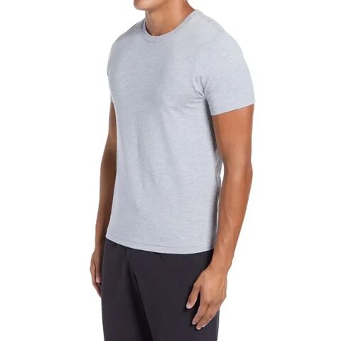 Camiseta masculina lisa de manga curta com gola redonda, 100% algodão, etiqueta personalizada para B2B