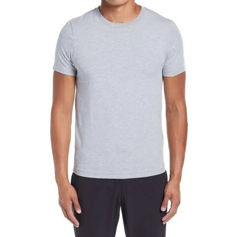 Camiseta masculina lisa de manga curta com gola redonda, 100% algodão, etiqueta personalizada para B2B