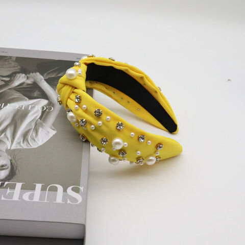 Serre-tête de perles de diamant avec nœud, couleur tendance, serre-tête de perles, pince à cheveux haute, bord large, accessoires de cheveux de Noël