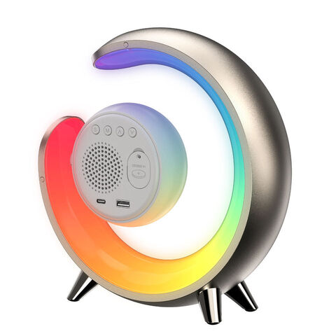Neue RGB-Beleuchtung Ambient Beleuchtung Wecker Snooze LED Nachttischlampe Wireless Lautsprecher White Noise Machine G-Form Lautsprecher