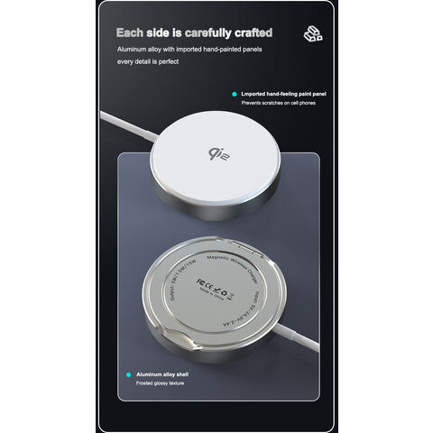 Support de Chargeur Sans Fil Magnétique Rapide QI2.0 Magsafe 15W pour iPhone et Téléphones Portables