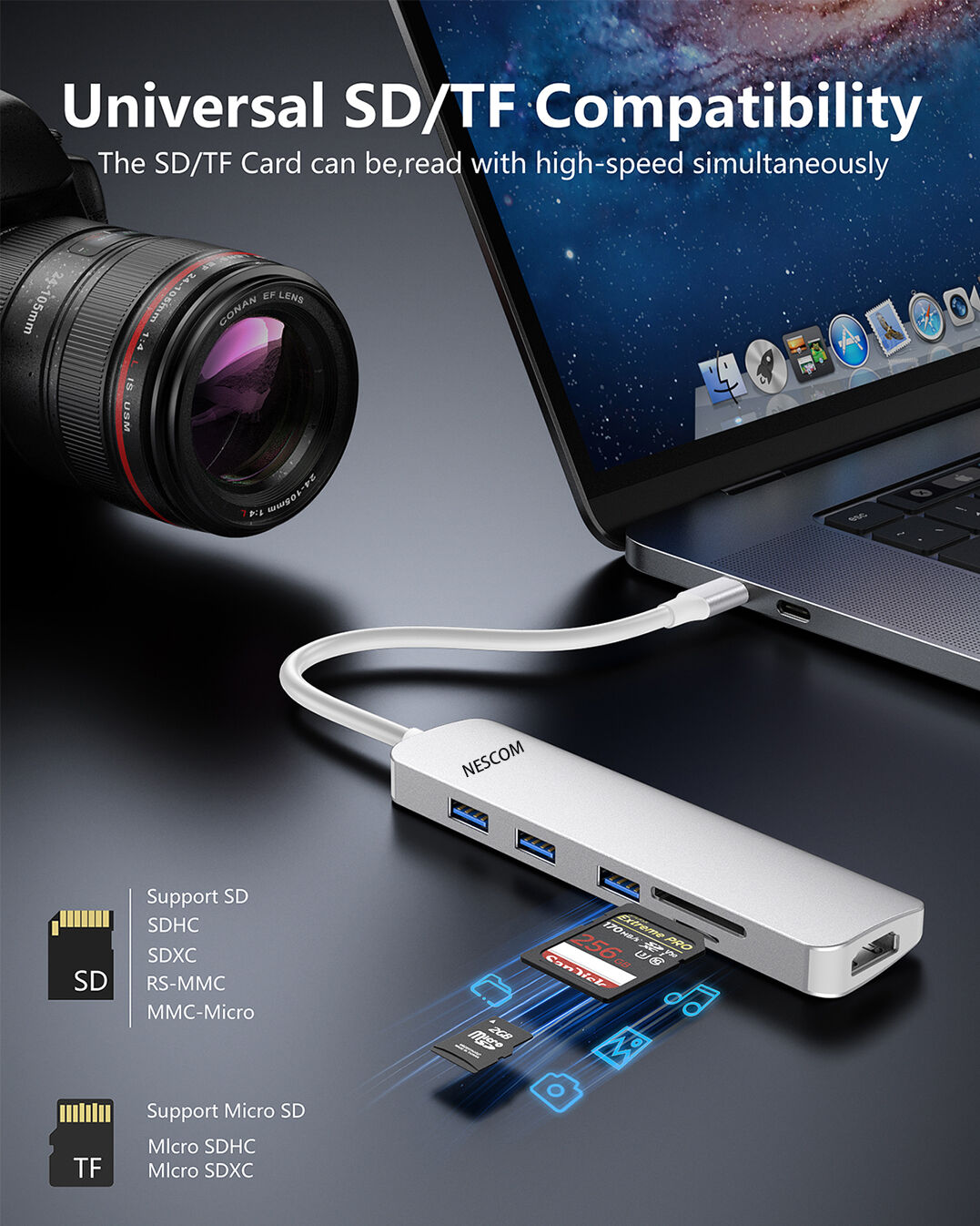 Aluminum Shell Usb C Hub .usb C Hub To 6 In 1 Usb C Hub With Hdmi For ...