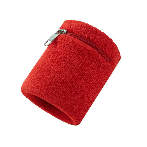 Bandeau de Sport Athlétique en Tissu Éponge de Coton Tricoté avec Broderie de Logo Personnalisé et Fermeture Éclair en Gros