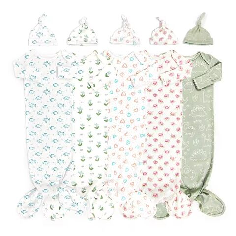 Neue Babyschlafsäcke mit Rundhalsausschnitt, Baby-Knotenkleider nach Maß, Bio-Babykleid mit langen Ärmeln und Blumenknoten