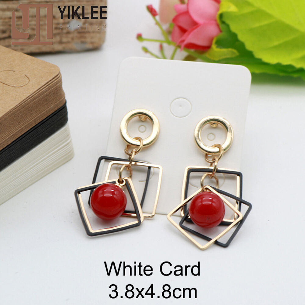 100 Cartes Présentation Boucles D'oreilles - Kraft 5x5cm - 6 Trous - Pour Bijoux DIY