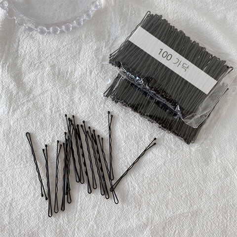 Set jepit rambut hitam dasar dengan jarum pendek harga grosir terlaris