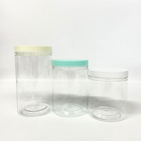 Venta al por mayor de botellas de plástico PET transparentes, reciclables, de calidad alimentaria, con tapas a prueba de fugas para frutos secos, cereales, galletas y snacks
