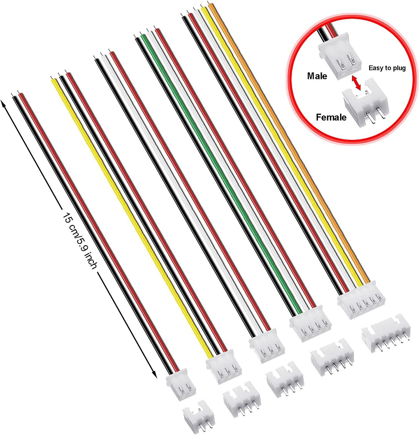 Câble d'extension JST mâle femelle 22 AWG 15cm pour moteur et ESC de voiture RC
