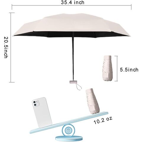 Mini Paraguas de Viaje para Bolso con Estuche, Pequeño Paraguas Compacto con Protección UV Solar, Paraguas Parasol Portátil Ligero