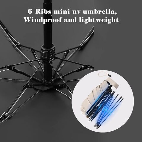 Mini Paraguas de Viaje para Bolso con Estuche, Pequeño Paraguas Compacto con Protección UV Solar, Paraguas Parasol Portátil Ligero