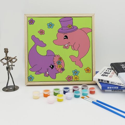 Pequeño lienzo estirado DIY para artistas, set de pintura para niños, pintura por números, fábrica de pintura personalizada