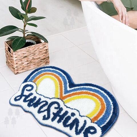 Tapete de Banho em Microfibra 100% com Base TPR, Formato de Coração, Absorção e Decoração para Banheiro