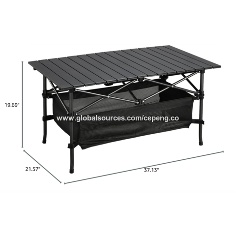 Mesa de camping de alta calidad al por mayor que se pliega ligera, mesa enrollable plegable de aluminio con bolsa de transporte fácil