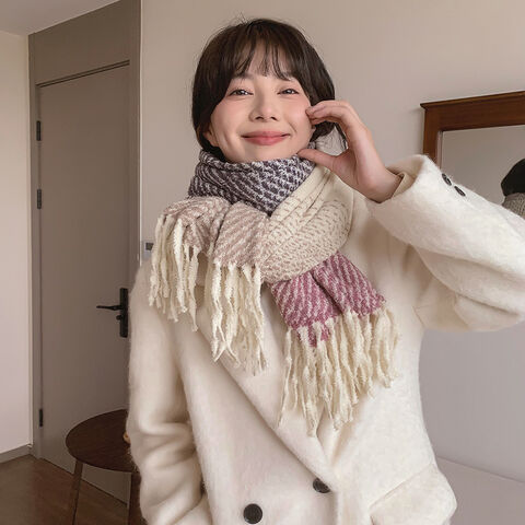 Écharpe d'hiver pour femme style coréen super douce en imitation cachemire, épaisse, chaude et confortable - Vente en gros d'écharpes de haute qualité