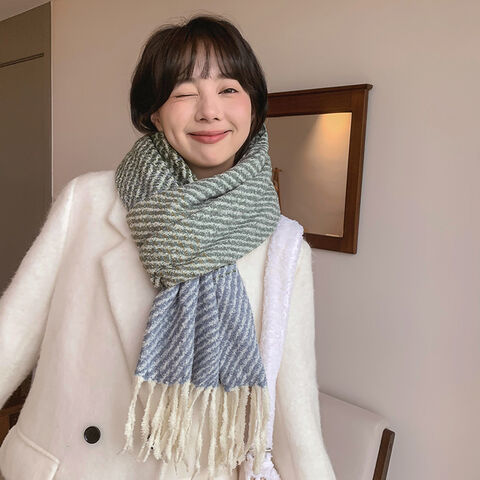 Écharpe d'hiver pour femme style coréen super douce en imitation cachemire, épaisse, chaude et confortable - Vente en gros d'écharpes de haute qualité
