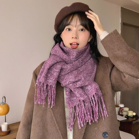 Écharpe d'hiver pour femme style coréen super douce en imitation cachemire, épaisse, chaude et confortable - Vente en gros d'écharpes de haute qualité