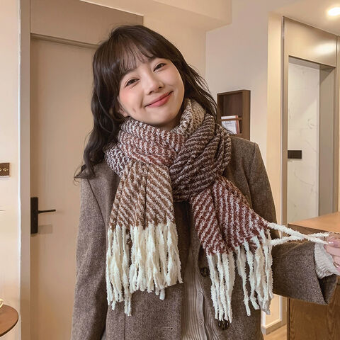 Écharpe d'hiver pour femme style coréen super douce en imitation cachemire, épaisse, chaude et confortable - Vente en gros d'écharpes de haute qualité