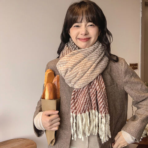 Écharpe d'hiver pour femme style coréen super douce en imitation cachemire, épaisse, chaude et confortable - Vente en gros d'écharpes de haute qualité