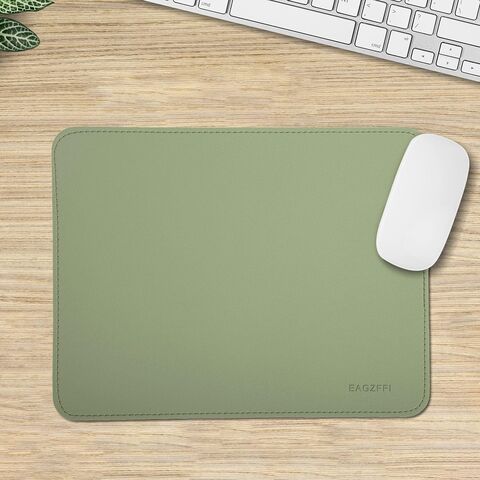 Mauspad aus Leder, Mauspad aus Holz, Beidseitiges Mauspad, Genähte Kanten, Ausgestattet mit Untersetzer-Mauspads für Laptop, Büro & Zuhause