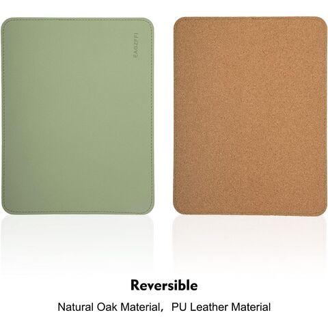 Mauspad aus Leder, Mauspad aus Holz, Beidseitiges Mauspad, Genähte Kanten, Ausgestattet mit Untersetzer-Mauspads für Laptop, Büro & Zuhause