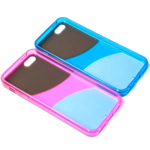 Hybrid Flexi Skin Covers for iPhone 5SE, Pink and Smoke, Customized Logos are Accepted