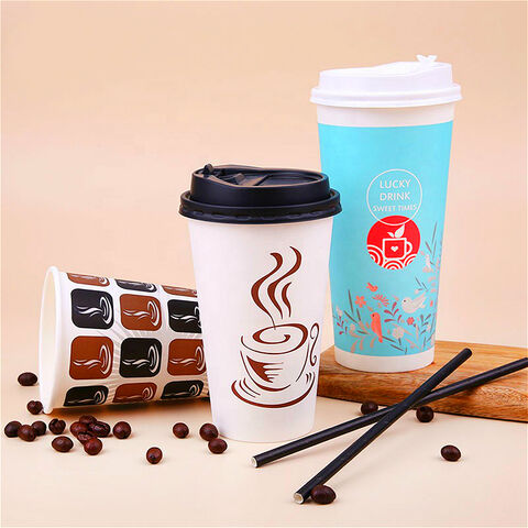 Tazas de café desechables de papel de doble pared con impresión al por mayor PLA, café caliente personalizado