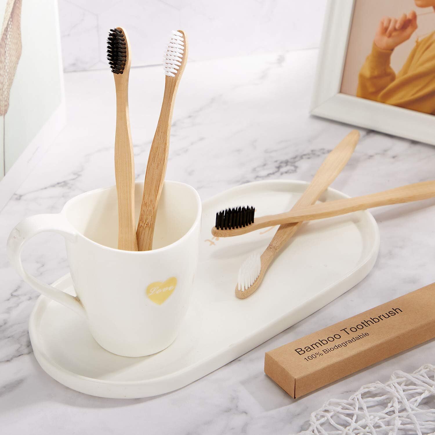 Individually Kraft Paper Packaged Bamboo Toothbrushes Reusable Charcoal ...