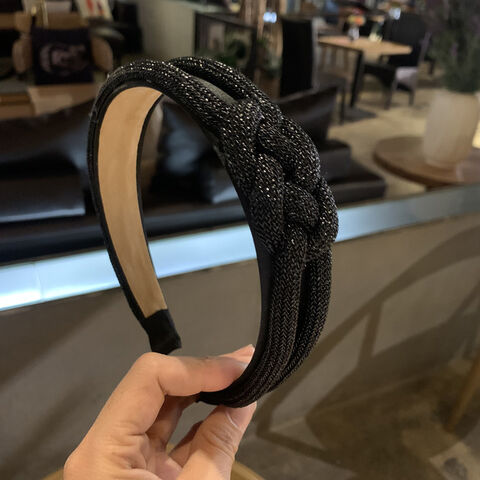 Accessoires Serre-tête doré pour femmes, large serre-tête avec personnalité, tissage de cheveux à nœud papillon, tissu décoratif
