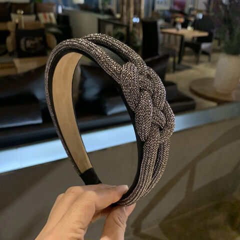 Accessoires Serre-tête doré pour femmes, large serre-tête avec personnalité, tissage de cheveux à nœud papillon, tissu décoratif