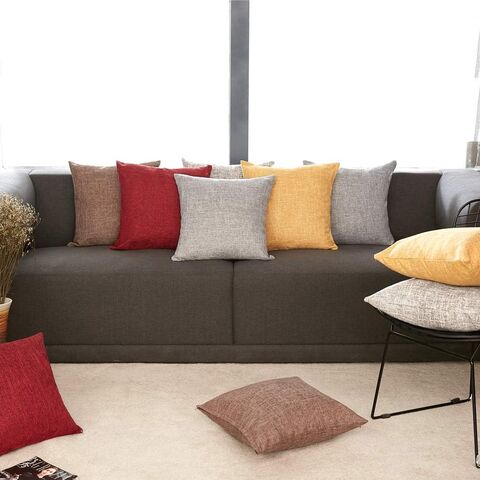 Conjunto Anickal de 2 Capas de Almofada Amarelo Mostarda 45x45 cm, Capas de Almofada Quadradas Decorativas Rústicas de Linho para Sofá