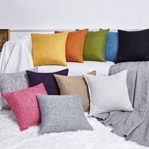 Conjunto Anickal de 2 Capas de Almofada Amarelo Mostarda 45x45 cm, Capas de Almofada Quadradas Decorativas Rústicas de Linho para Sofá