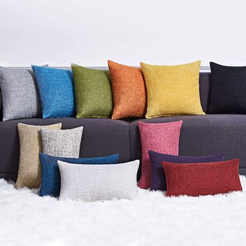 Conjunto Anickal de 2 Capas de Almofada Amarelo Mostarda 45x45 cm, Capas de Almofada Quadradas Decorativas Rústicas de Linho para Sofá