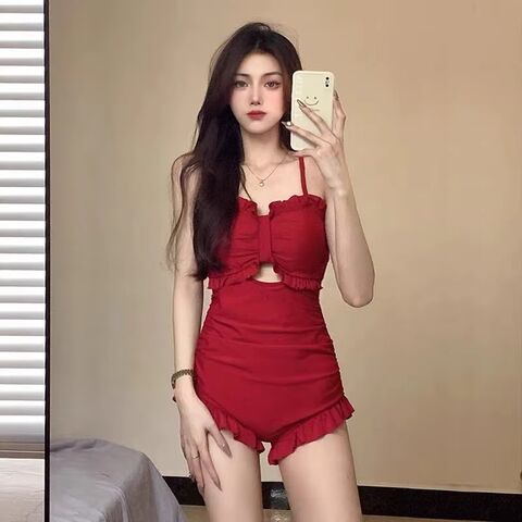 Traje de baño de una pieza con fruncido en el pecho, control de abdomen y efecto adelgazante. Bañador vendaje, moda Biquini para mujer.