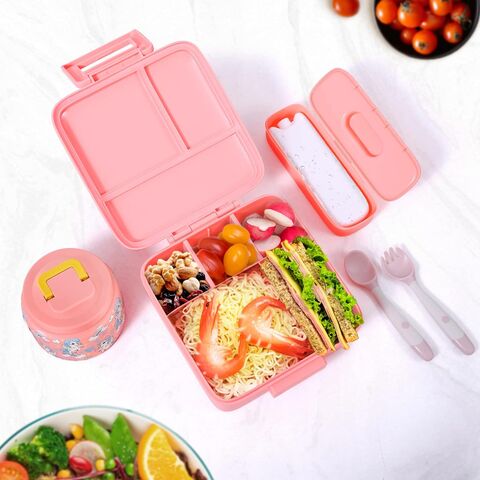 Lunchbox für Kinder mit 240ml Suppenthermoskanne, Auslaufsichere Lunchbehälter mit 5 Fächern, Thermos-Speisegefäß und Lunchtasche, Lebensmittelbehälter