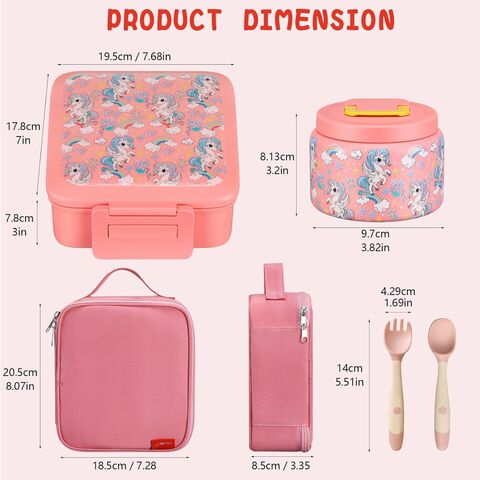 Lunchbox für Kinder mit 240ml Suppenthermoskanne, Auslaufsichere Lunchbehälter mit 5 Fächern, Thermos-Speisegefäß und Lunchtasche, Lebensmittelbehälter