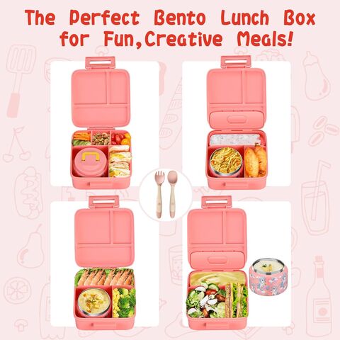 Lunchbox für Kinder mit 240ml Suppenthermoskanne, Auslaufsichere Lunchbehälter mit 5 Fächern, Thermos-Speisegefäß und Lunchtasche, Lebensmittelbehälter