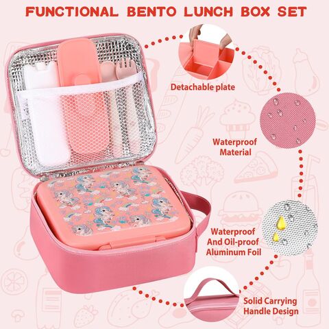 Lunchbox für Kinder mit 240ml Suppenthermoskanne, Auslaufsichere Lunchbehälter mit 5 Fächern, Thermos-Speisegefäß und Lunchtasche, Lebensmittelbehälter