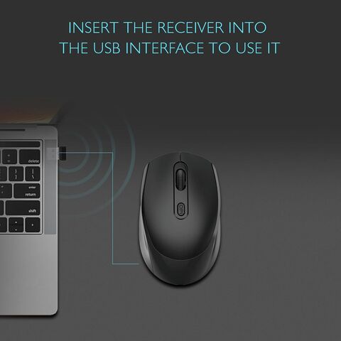 Ratón Inalámbrico 2.4G Silencioso para Ordenador con Receptor Nano USB para Portátil