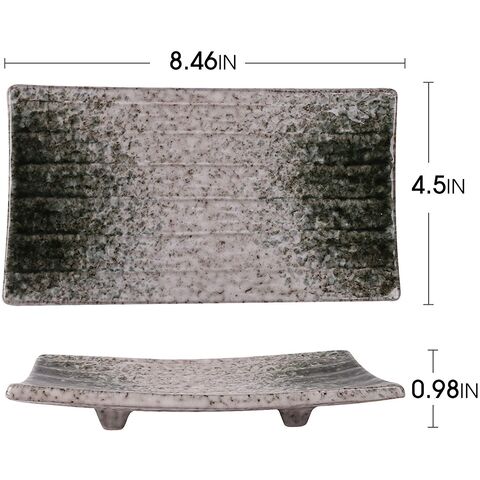 4 Bols Rectangulaires Céramique Noir Mat - 29x15 Cm - Assiettes Service Sushis Tapas Apéritifs