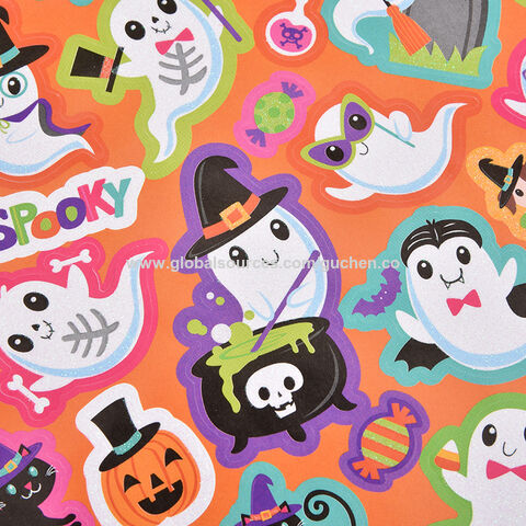 Pegatinas de Halloween Personalizadas Estampadas en Oro Autoadhesivas Decoración de Fiesta Temática Espeluznante para Niños Pegatinas Estáticas de Dibujos Animados