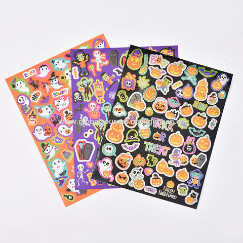 Pegatinas de Halloween Personalizadas Estampadas en Oro Autoadhesivas Decoración de Fiesta Temática Espeluznante para Niños Pegatinas Estáticas de Dibujos Animados