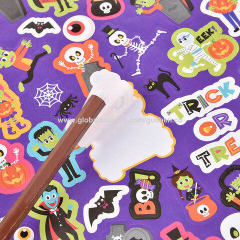 Pegatinas de Halloween Personalizadas Estampadas en Oro Autoadhesivas Decoración de Fiesta Temática Espeluznante para Niños Pegatinas Estáticas de Dibujos Animados