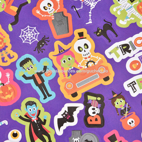 Pegatinas de Halloween Personalizadas Estampadas en Oro Autoadhesivas Decoración de Fiesta Temática Espeluznante para Niños Pegatinas Estáticas de Dibujos Animados