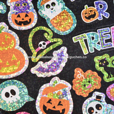 Pegatinas de Halloween Personalizadas Estampadas en Oro Autoadhesivas Decoración de Fiesta Temática Espeluznante para Niños Pegatinas Estáticas de Dibujos Animados