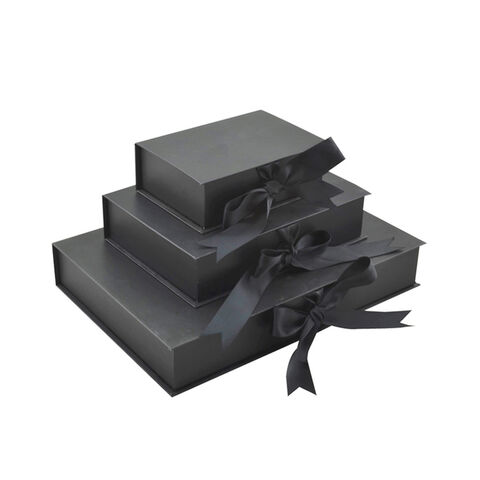 Boîte cadeau magnétique en carton, luxe, dorure à chaud, fermeture à ruban, boîtes rigides pour emballage cadeau