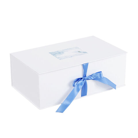 Boîte cadeau magnétique en carton, luxe, dorure à chaud, fermeture à ruban, boîtes rigides pour emballage cadeau