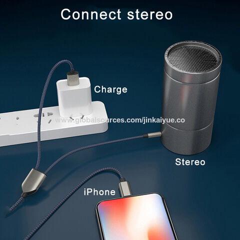 Cabo de Áudio e Carregamento 2 em 1 para iPhone de Alta Qualidade OEM ODM