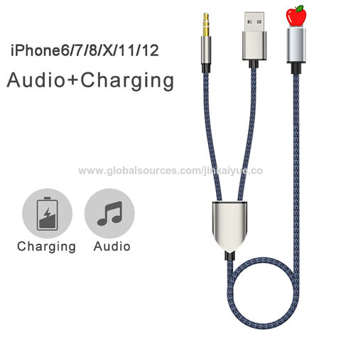Cabo de Áudio e Carregamento 2 em 1 para iPhone de Alta Qualidade OEM ODM