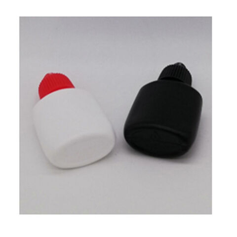 Botella de pegamento para pestañas de 10 g, botella de plástico de 15 ml para injerto de pegamento negro, blanco y negro con tapón interior, botella de moldeo por soplado