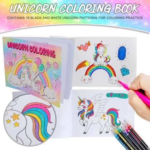 Duftmarker-Set mit Fruchtaroma, Einhorn-Federmäppchen, Farbstifte, Drehstifte, Perfektes Einhorn-Kunstzubehör für Mädchen